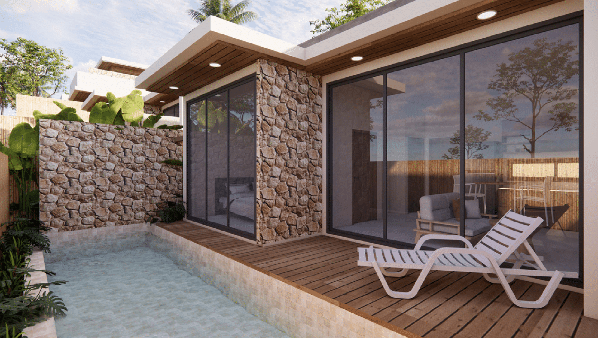 Tropical pool villa 1 bedroom – 150 m from Crystal Beach