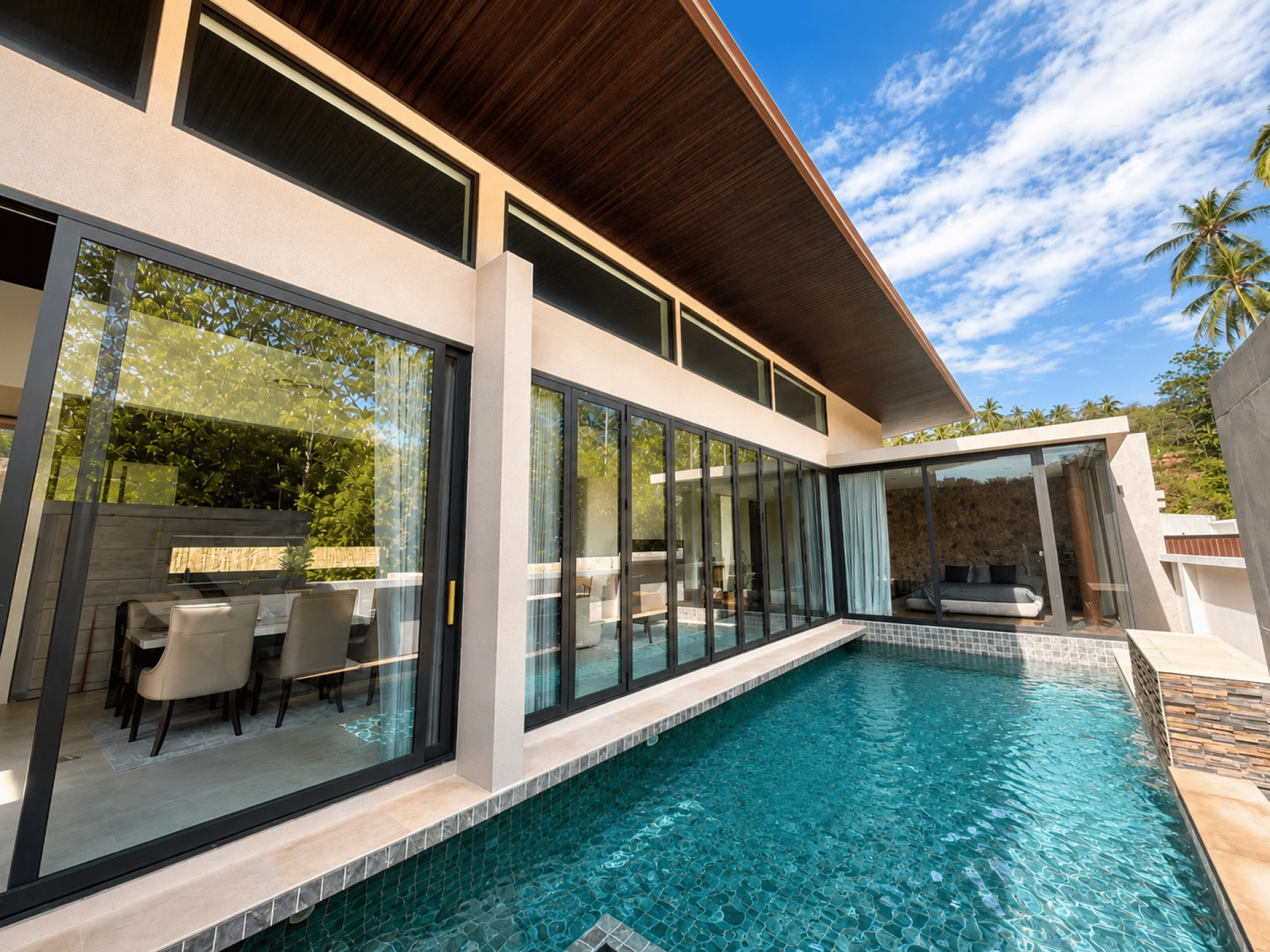 New villa, fully furnished including 3 bedrooms , in a peaceful area. Ideal for family